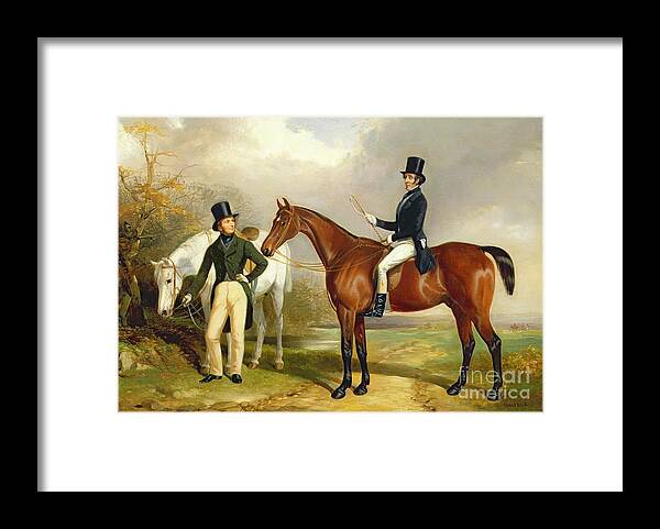 Two Framed Print featuring the painting Two Gentlemen Out Hunting by Henry Barraud