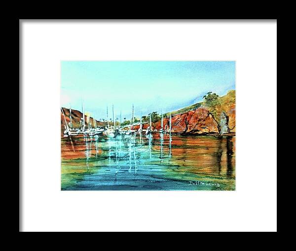 Two Harbors Framed Print featuring the painting Two Harbors Catalina Morning Impressions by Debbie Lewis