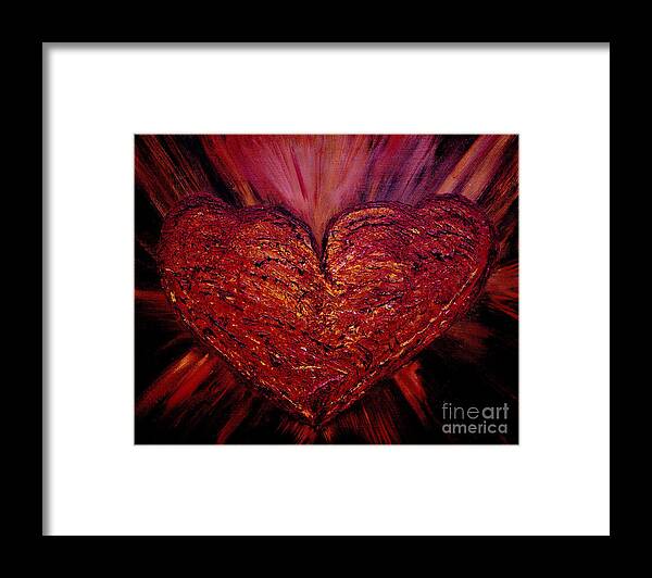 Abstract-painting Framed Print featuring the painting Two Hearts Become One Heart by Catalina Walker