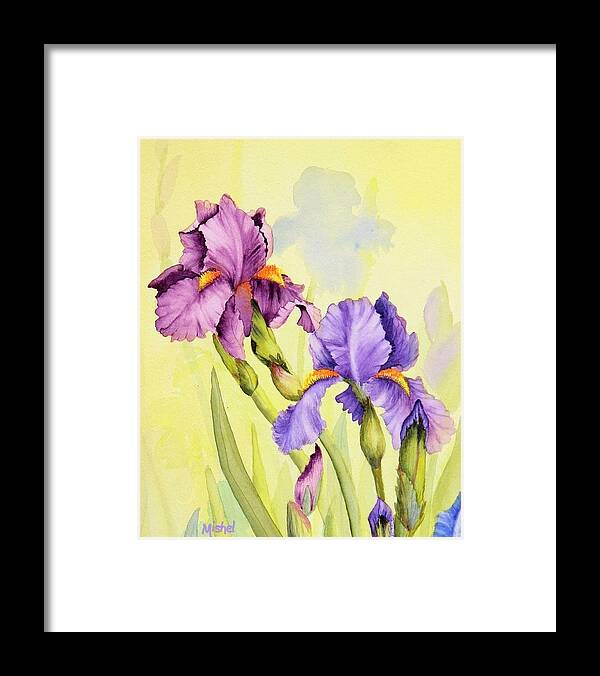 Iris Garden Framed Print featuring the painting Two Irises by Mishel Vanderten