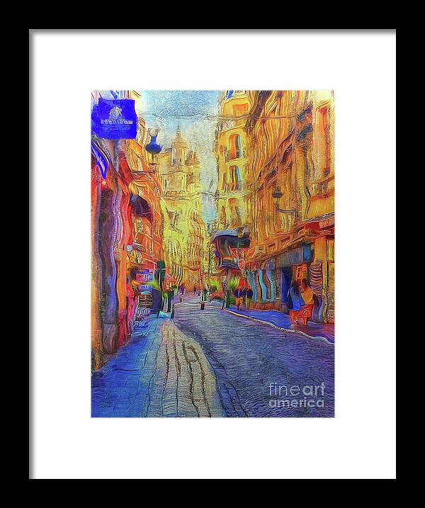  Framed Print featuring the digital art Two nights in Brussels 12 - Distant Spires by Leigh Kemp