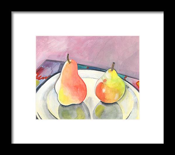 Pear Framed Print featuring the painting Two Pears by Helena Tiainen