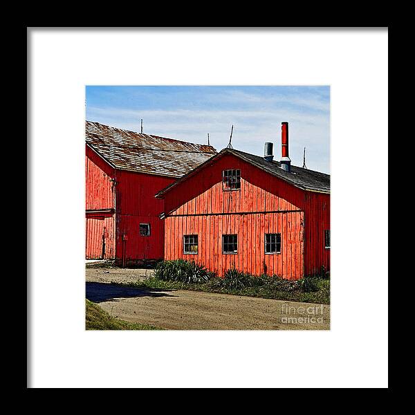 New England Framed Print featuring the photograph Two Red Barns by Marcel J Goetz Sr