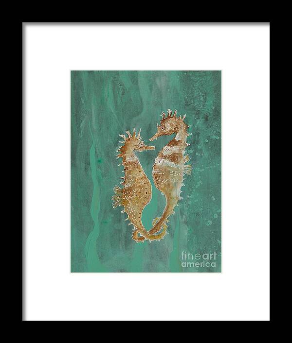 Seahorses Framed Print featuring the painting Two Seahorse Lovers by Robin Pedrero