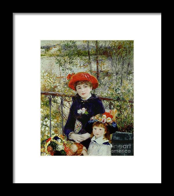 Two Framed Print featuring the painting Two Sisters by Pierre Auguste Renoir