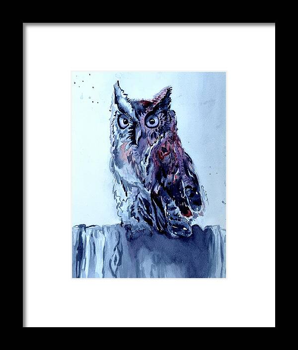 Owl Framed Print featuring the painting Two Tone Owl by Beverley Harper Tinsley