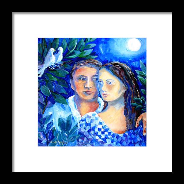 Lovers Framed Print featuring the painting Two Turtle Doves by Trudi Doyle