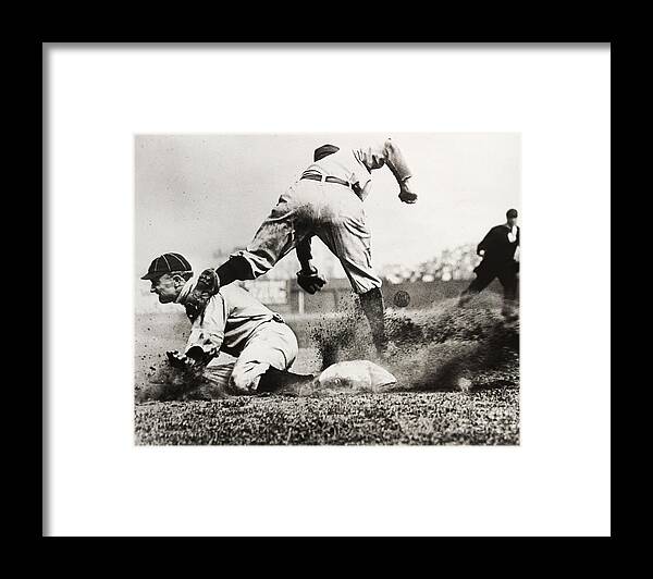 Detroit Tigers Framed Print featuring the photograph Ty Cobb gets a Triple by Jon Neidert