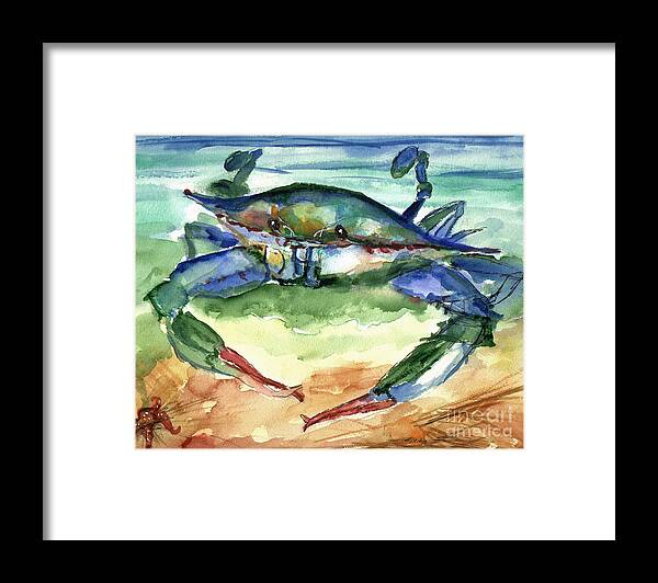 Crab Framed Print featuring the painting Tybee Blue Crab by Doris Blessington