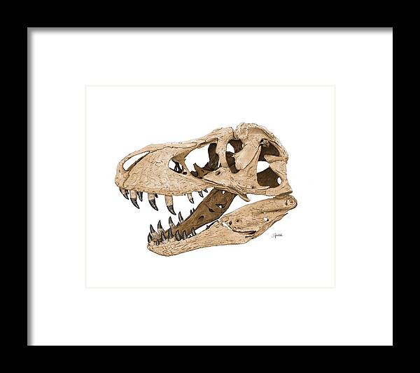 Tyrannosaur Framed Print featuring the digital art Tyrannosaurus Skull by Rick Adleman
