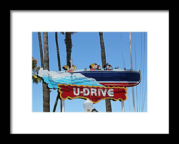 U-drive Framed Print featuring the photograph U-Drive Boat Sign by Steve Natale