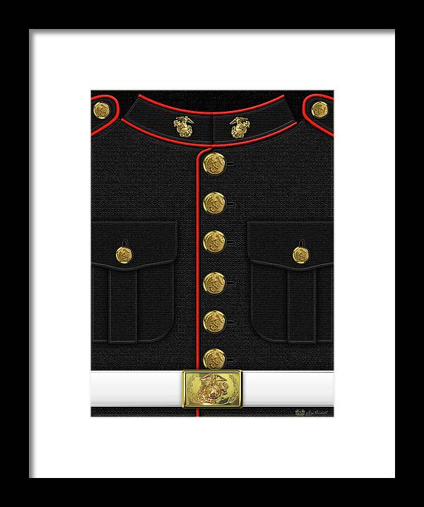 'military Insignia & Heraldry 3d' Collection By Serge Averbukh Framed Print featuring the digital art U S M C Dress uniform by Serge Averbukh