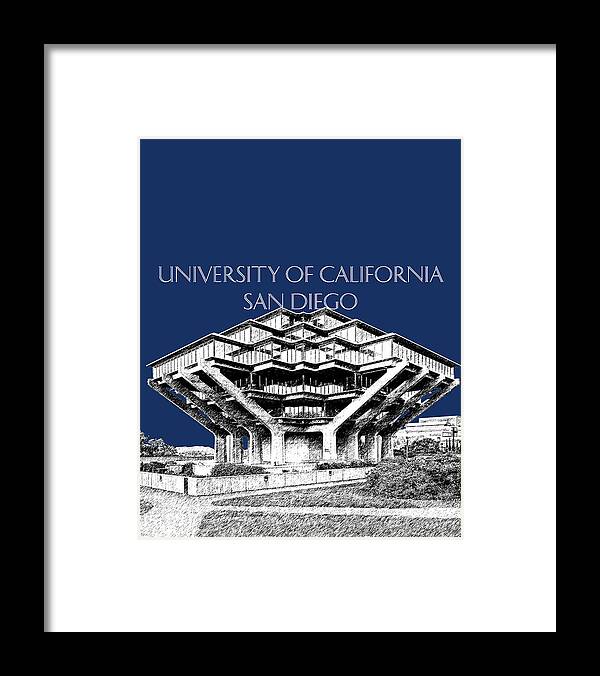 University Of California San Diego Framed Print featuring the digital art UC San Diego Navy Blue by DB Artist