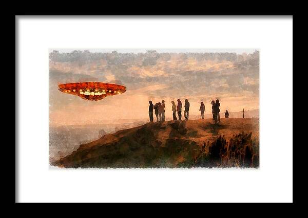 Ufo Framed Print featuring the painting UFO Spotting by Esoterica Art Agency