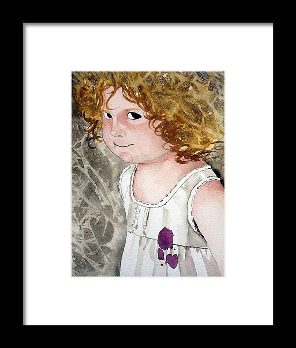 Child Framed Print featuring the painting Uh Oh Watercolor by Kimberly Walker