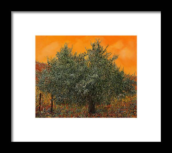 Olive Tree Framed Print featuring the painting Un Altro Ulivo Al Tramonto by Guido Borelli