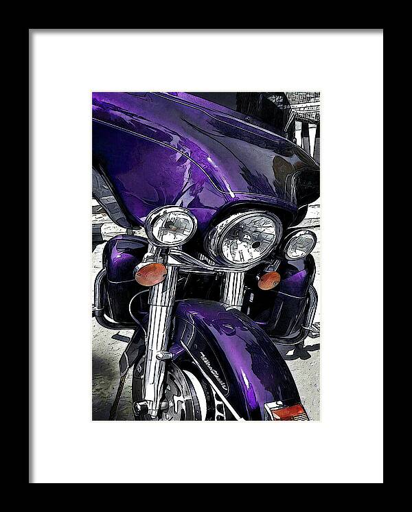 Motorcycle Framed Print featuring the digital art Ultra Purple by David Manlove