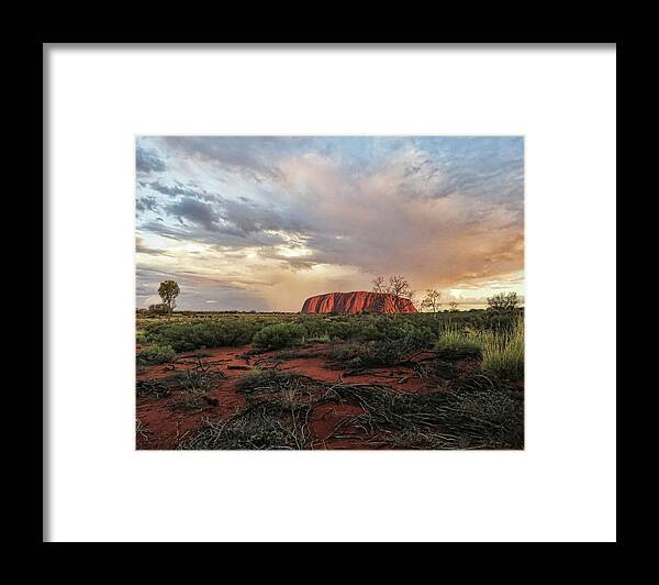 Australia Framed Print featuring the photograph Uluru in the Distance by Helaine Cummins
