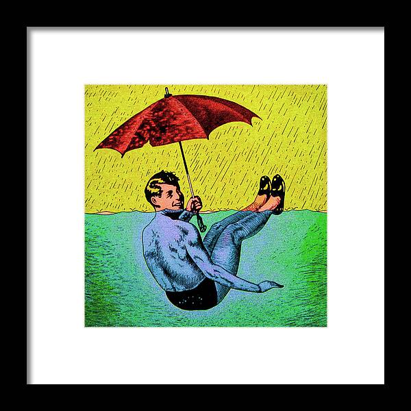  Framed Print featuring the painting Umbrella Man 3 by Steve Fields