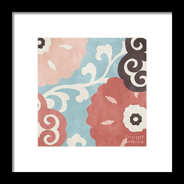 Suzani Framed Print featuring the painting Umbrella Skies I Suzani Pattern by Mindy Sommers