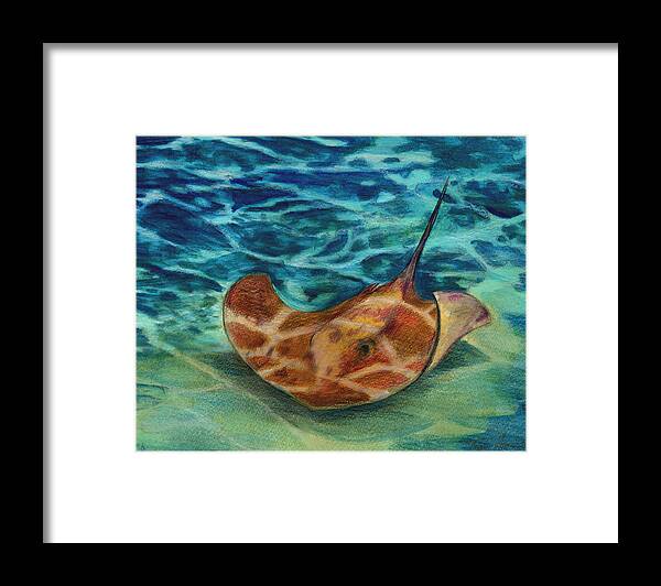 Stingray Framed Print featuring the painting Unbeknownst Underfoot by Thomas Hamm
