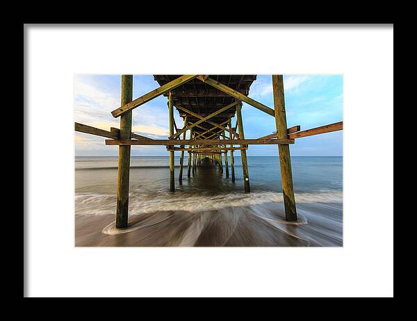 Oak Island Framed Print featuring the photograph Under Oak Island Pier by Nick Noble