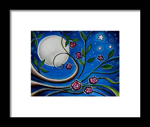 Flowers Framed Print featuring the painting Under the Glowing Moon by Elizabeth Robinette Tyndall