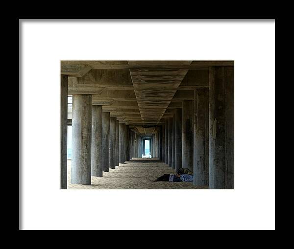 Pier Framed Print featuring the photograph Under the Huntington beach Pier by Lori Seaman