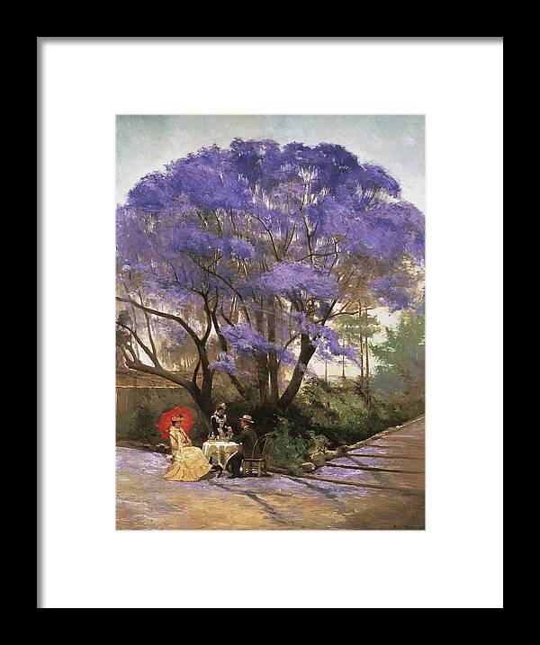 Beautiful Framed Print featuring the painting Under The Jacaranda 1903 by Godfrey Rivers
