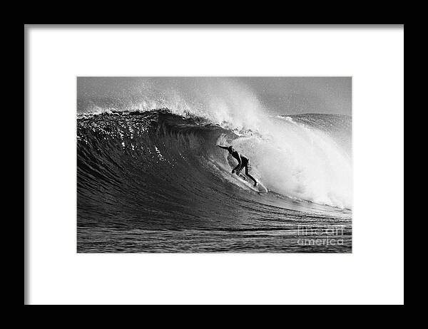 Surf Framed Print featuring the photograph Under the Lip in Black and White by Paul Topp