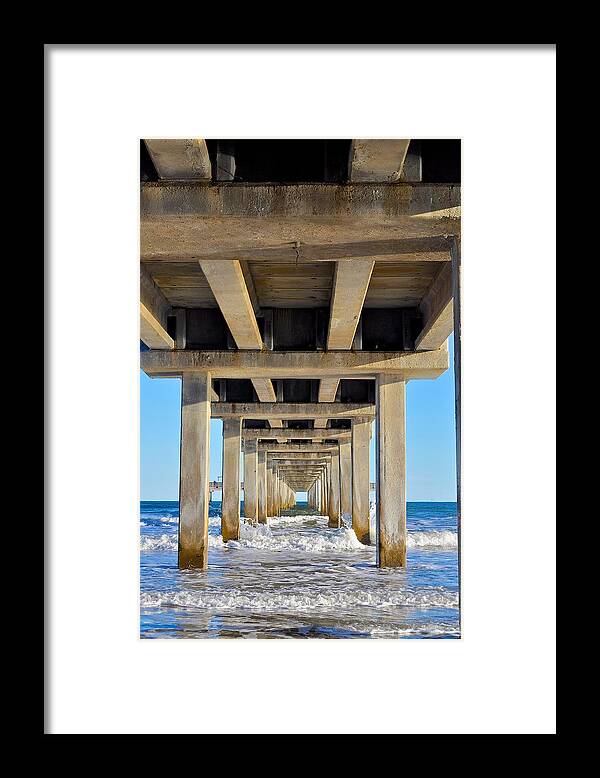 Beach Landscape Framed Print featuring the photograph Under The Pier by Kristina Deane