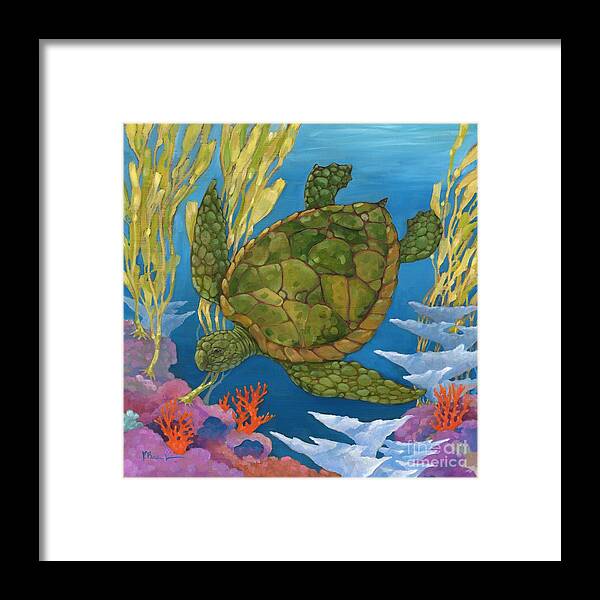 Sea Framed Print featuring the painting Under the Sea - Turtle by Paul Brent