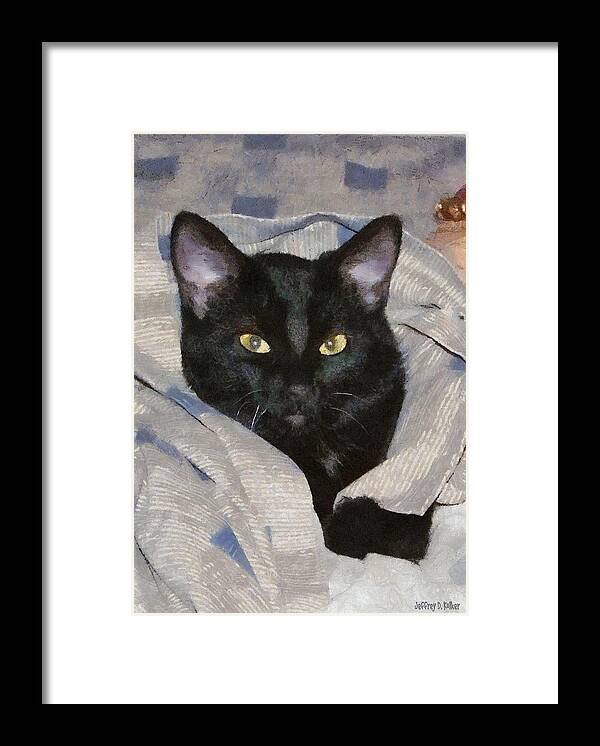 Cat Framed Print featuring the painting Undercover Kitten by Jeffrey Kolker