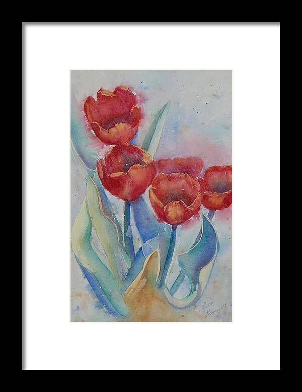 Flowers Framed Print featuring the painting Undersea Tulips by Ruth Kamenev
