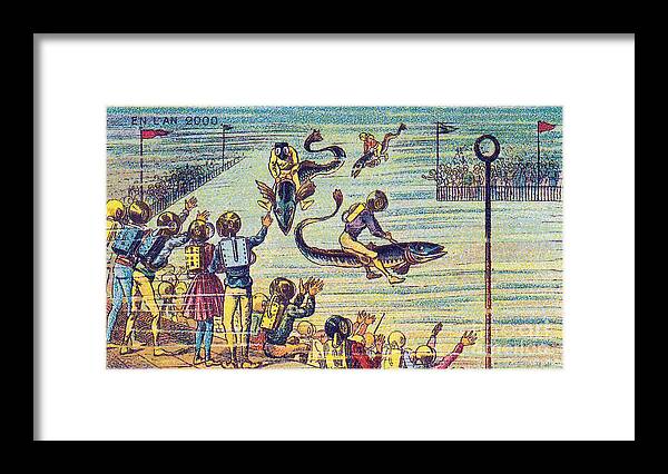 Science Framed Print featuring the photograph Underwater Race, 1900s French Postcard by Science Source