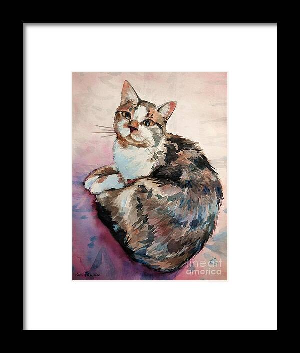 Cat Framed Print featuring the painting Undivided Attention by K M Pawelec