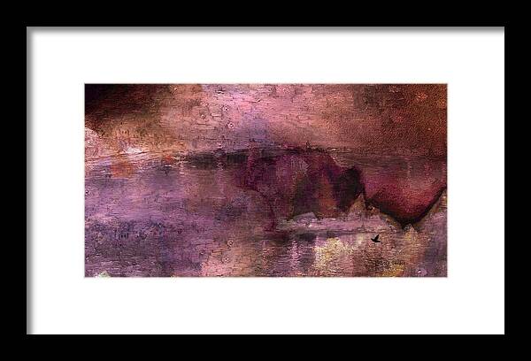 Abstract Framed Print featuring the mixed media Unexpected Flight into the Past by Lenore Senior