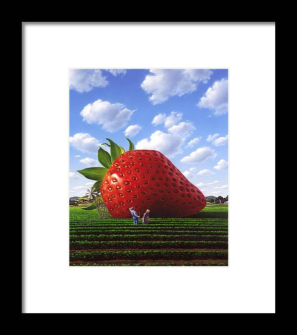 Strawberry Framed Print featuring the painting Unexpected Growth by Jerry LoFaro
