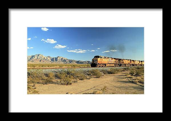 Photosbymch Framed Print featuring the photograph Union Pacific through Mojave by M C Hood