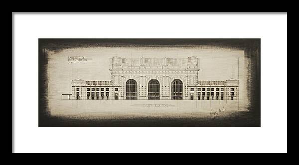 Union Station Framed Print featuring the drawing Union Station - Blueprint by Gregory Lee
