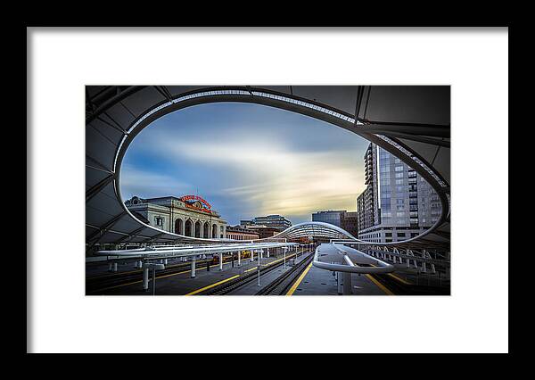 Architecture Framed Print featuring the photograph Union Station Denver - Slow Sunset by Jan Abadschieff