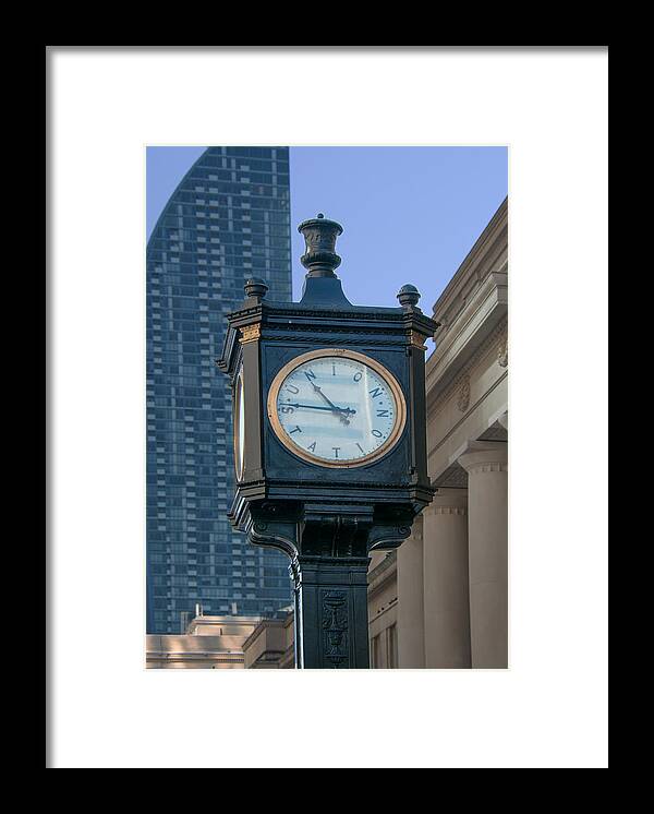 Clock. Toronto Framed Print featuring the photograph Union Station - Toronto by John Black