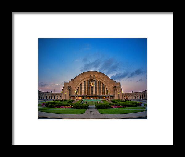 Union Terminal Framed Print featuring the photograph Union Terminal at Dawn by Rob Amend