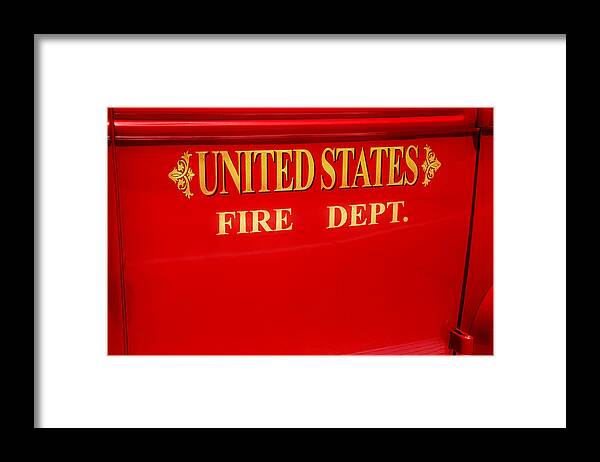 Firetruck Framed Print featuring the photograph United States Fire Department Engine by Toni Hopper