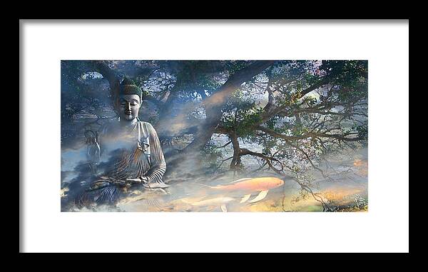 Buddha Framed Print featuring the mixed media Universal Flow by Christopher Beikmann