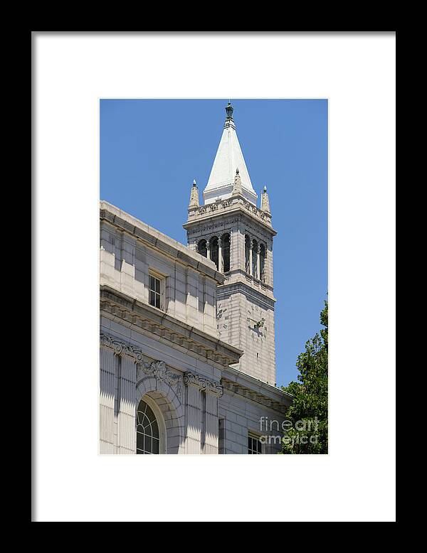 Wingsdomain Framed Print featuring the photograph University of California Berkeley Historic Ide Wheeler Hall and The Campanile DSC4068 by Wingsdomain Art and Photography