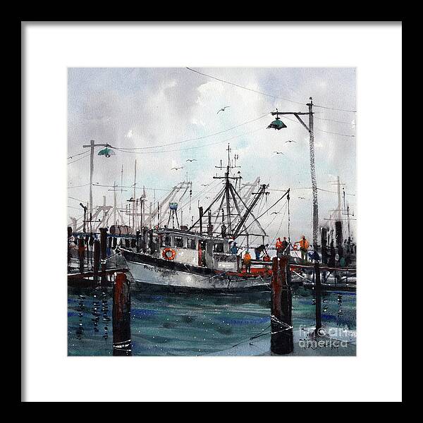 Rockport Framed Print featuring the painting Unloading the Catch by Tim Oliver