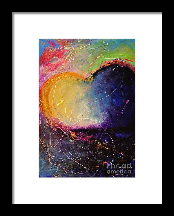 Heart Framed Print featuring the painting Unrestricted Heart Sunset Colors by Johane Amirault