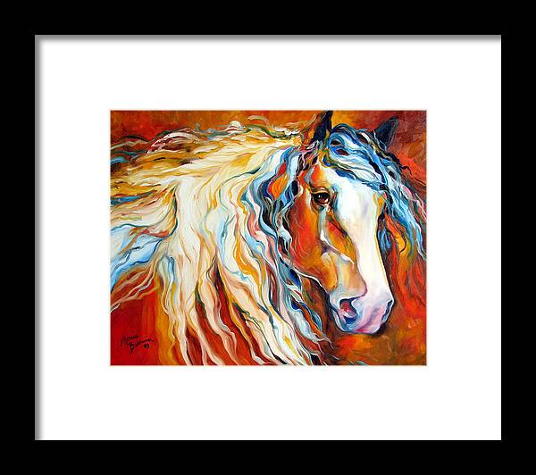 Horse Framed Print featuring the painting UNTAMED SPIRIT EQUINE ORIGINAL by M BALDWIN by Marcia Baldwin