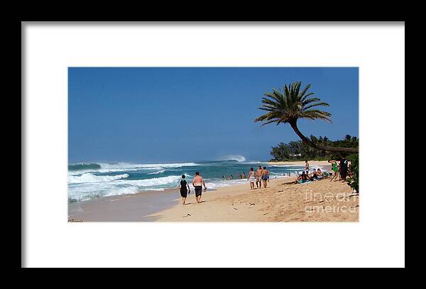 Untitled Framed Print featuring the painting Untitled Sunset Beach Hawaii by Carl Gouveia